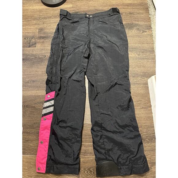 Vintage Roffe Men’s Ski Pants Demetre Snow Pants Black/hot Pink Stripe SZ XL - Picture 1 of 14